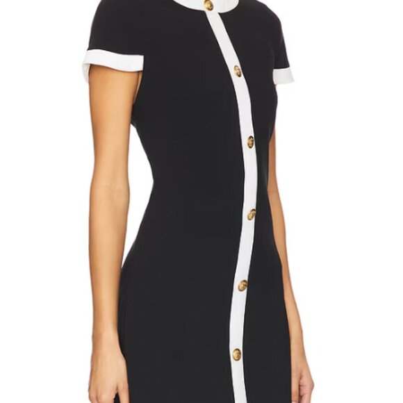 NWT Alice & Olivia Coley Button Mini Shift Dress Black/White Women Size 0 - Picture 15 of 15